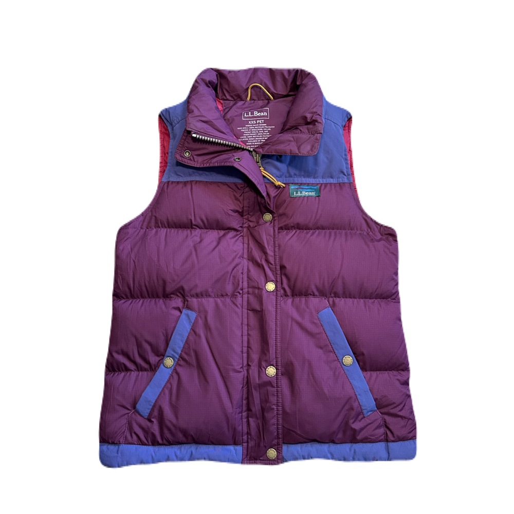 LL Bean Down Vest Mountain Classic Gilet Womens XXS Purple Zip Puffer